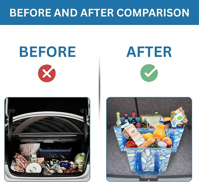 VENO 3 Pack Heavy Duty Reusable Grocery Shopping Bags Utility Tote | Water Resistant, Storage Box with Sturdy Handles & Hard Bottom, Foldable for Groceries Shopping Cart(Spring Breeze, 6 Gallon) - Image 8