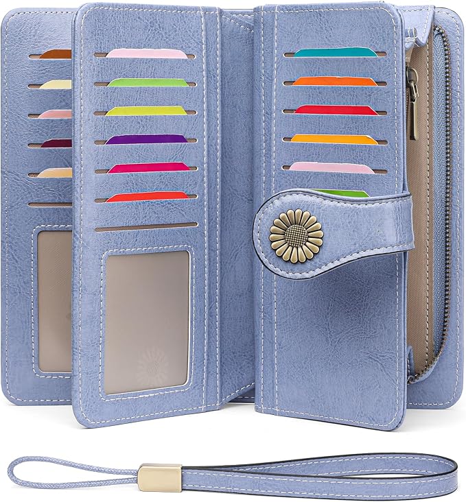 SENDEFN Wallets for Women Leather Credit Card Holder with RFID Blocking Large Capacity Wristlet | with RFID Blocking by SENDEFN