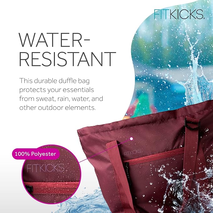 FITKICKS Hideaway Packable Duffle, Large Duffle Bag for Travel, Burgundy - Image 5