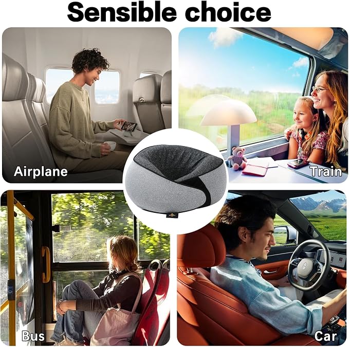 Memory Foam Neck Pillow | Travel Neck Pillow，Ergonomic U-Shaped Travel Pillow with Neck Support, Breathable & Washable Cover, Includes Storage Bag–Ideal for Office, Car, Plane, Bus, Grey - Image 6