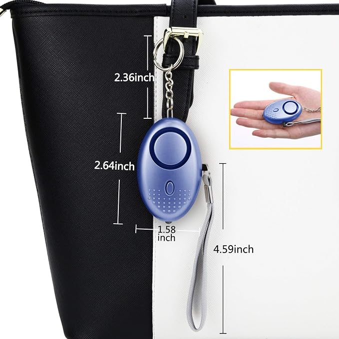 Personal Alarm for Women, 5Pcs 140dB Self Defense Keychain LED Light | Personal Safety Alarm with LED Light Panic Button for Women Kids and Elders (Black, Blue, Purple, Rose Gold,Green) - Image 3