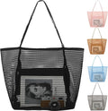 Fammart Mesh Beach Bag for Women, Summer Straw Tote Hobo Pool Bags with Zipper Pocket, Travel Vacation Cruise Essentials 2026 by Fammart