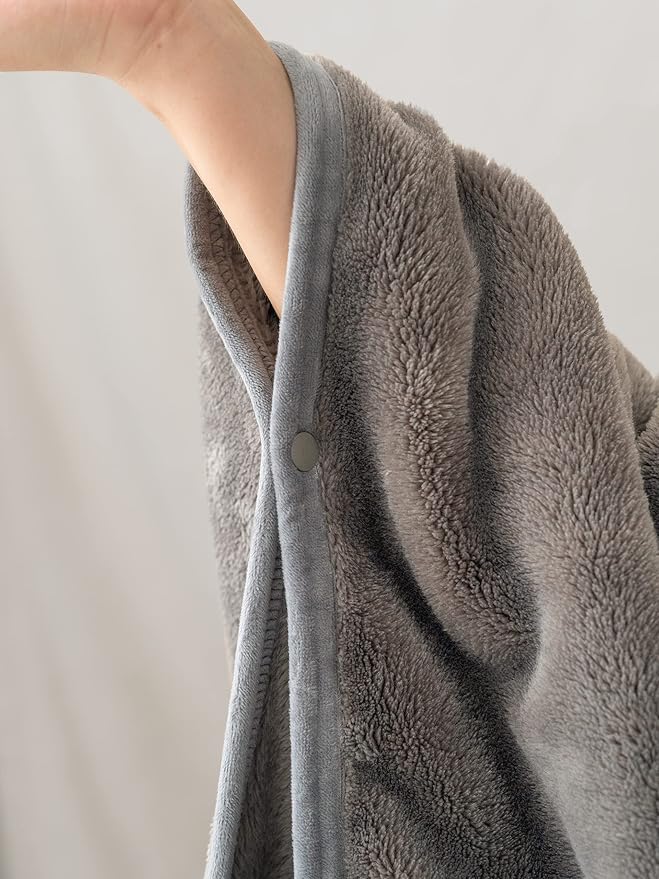 Shawl Blanket Pillow 2-in-1 with Sleeves for Office, Work, Home (Dark Grey, 40x60) - Wearable Adult Snuggie Coat Poncho, Airplane Travel Set, Fleece Shoulder Wrap for Men and Women - Image 7