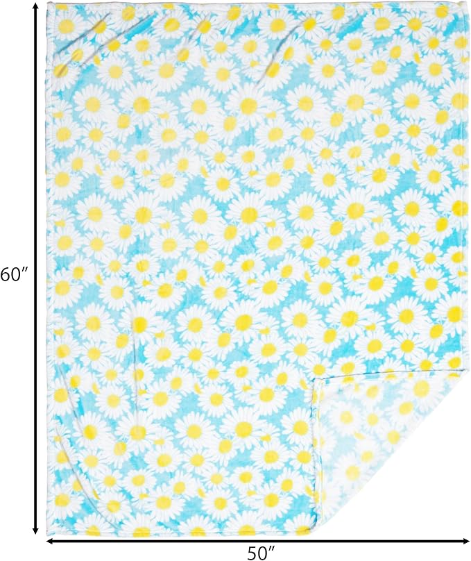 Carstens, Inc. Travel Blanket, Premium Compact 2-in-1 Airplane Blanket/Pillow, Blue Daisy Floral - Image 5