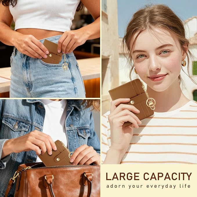 Jogjam Caramel Rfid Women Wallet, Small Slim Compact Credit Card Holder | PU Leather Bifold Cash Zipper Coin Pocket ID Window, for Female Ladies Teen Girls Girly Gifts - Image 2