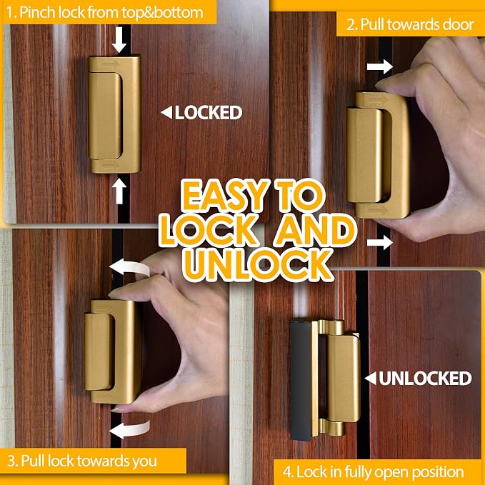 Home Security Door Reinforcement Lock Door Lock for Kids Safety from Inside | Door Locks for Front Door Child Proof Door Latch for Top Deadbolt Lock Home Defend Flip Door Guardian Lock Withstand 800 lbs - Image 5