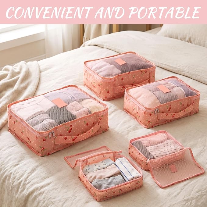 Silkfly 12 Pcs Packing Cubes for Suitcase Travel Luggage Bags Bulk Mesh Organizer Set for Hiking Camping(XL, L, M,Cherry,Pink) - Image 4