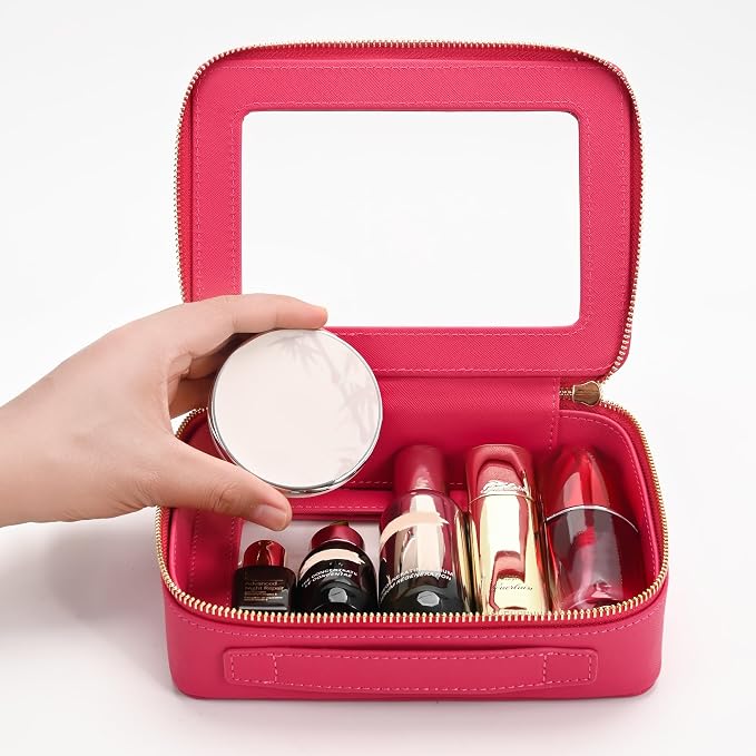 Aveniee Clear Makeup Bag Organizer,Travel Toiletry Bag for Women,Waterproof Cosmetic Pouch with Zippers,Car Accessories Organizers and Storage Case,Hotpink,Medium Classic - Image 2