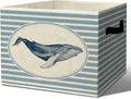 Rustic Whale Storage Bins Boxes with Handles | toys books clothes, sea creatures blue striped nursery foldable basket for organizing bedroom toddler room playroom by Unknown