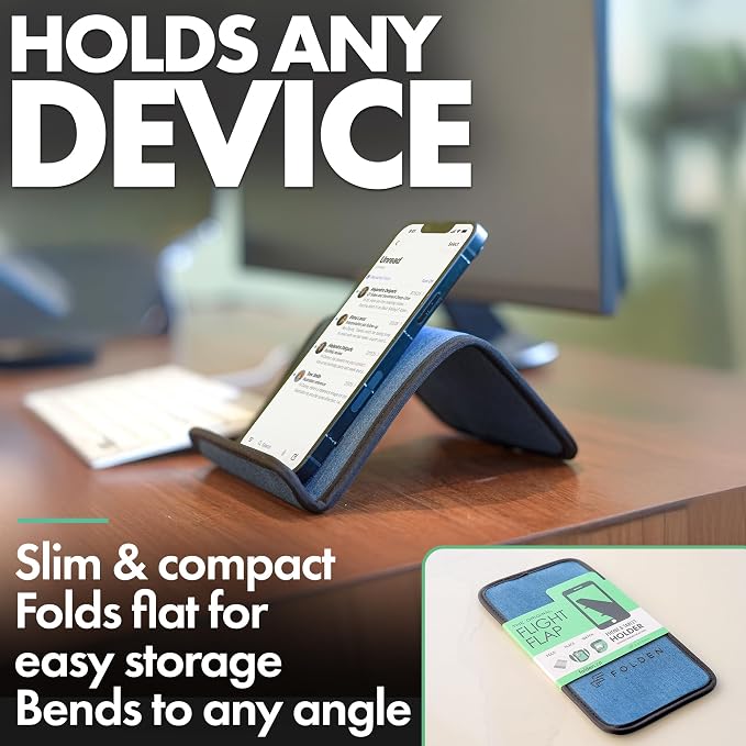 Airplane Phone Holder - Foldable Phone Stand for Plane Travel | Blue Denim,Tabletop Mount Desk, Plane Tray Seat back, Treadmill, Fits iPhone Cell Phone, 9 x 4.3 in - Image 7