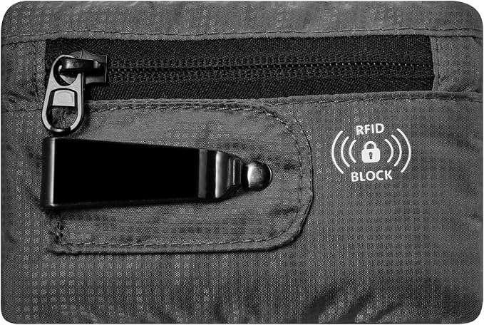KOSMCCO RFID Blocking Clip Stash Pocket Travel Belt Wallet, Grey, Medium | Compact Hidden Design, For Cards & Cash, Slim Pickpocket-Proof, Everyday Carry by KosmccoCo