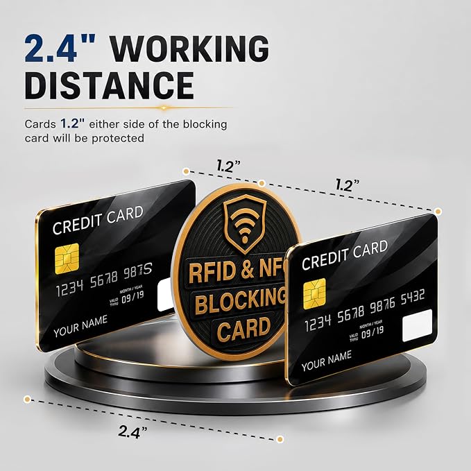 SaiTech IT Round Shape RFID Blocking Card for Credit Debit ID Card, Black | Slim Anti-Theft Contactless NFC RFID Blocker Protector, Easily Fit into Wallet and Purse, for Men & Women - Image 6
