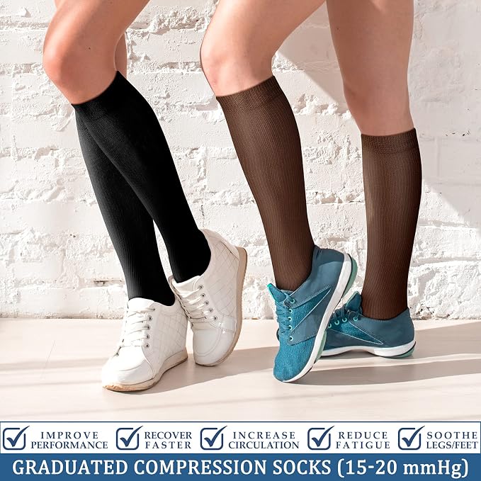 FEYHAY Copper Compression Socks (3 Pairs) 15-20 mmHg Circulation is Best Athletic & Daily for Men & Women, Running, Climbing - Image 2