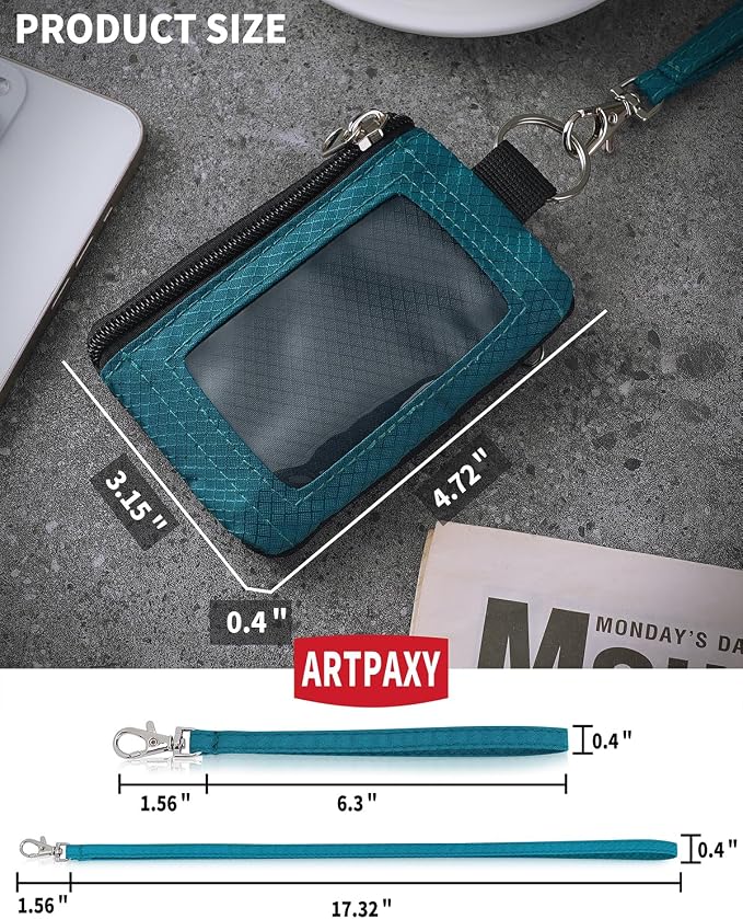 Artpaxy Minimalist Wallet For Mens Womens, Keychain RFID Blocking Zipper Small Wallet with ID Window 2 Lanyards,Water Resistant Travel Cash Card Coin Case Boys Girls - Image 3