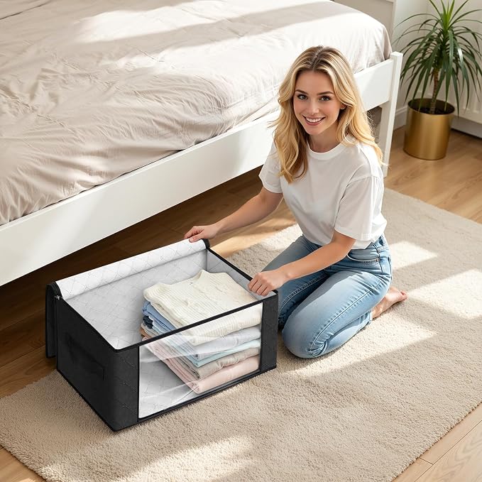 35L Closet Organizers, Foldable Under Bed Storage Containers | Storage Bags with Zippers,Window and Handles for Organizing Bedroom, Closet, Clothing,Organization with Handle - Image 5