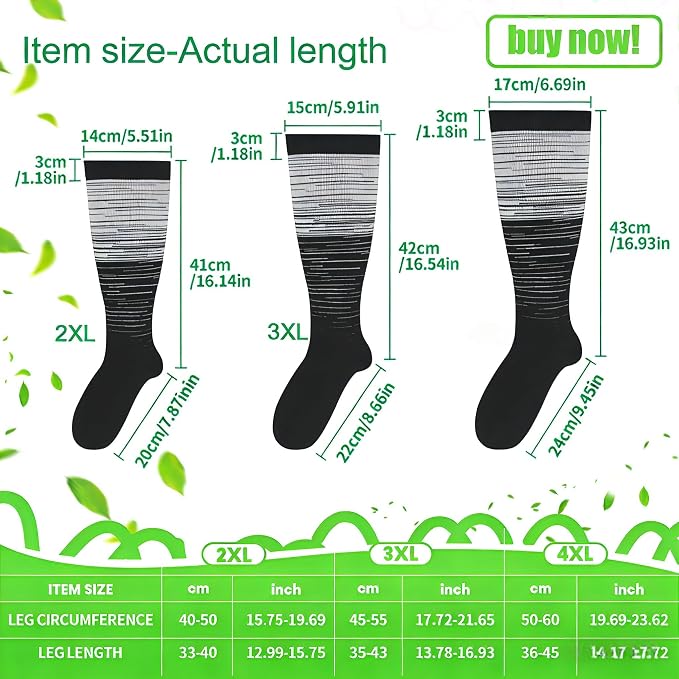Compression Socks for Women &Men Wide Calf, Plus Size 15-20 mmhg,Knee High,compression stockings - Image 6
