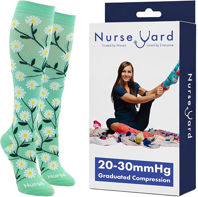 Compression Socks for Nurses - Women & Men - 20-30mmHg Graduated Compression, For Medical Staff, Athletes - 1 Pair by NurseYard