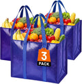 Reusable Grocery Bags, Waterproof & Foldable Shopping Bags Stand Upright | Heavy Duty Shopping Tote Bags, Waterproof & Foldable with Long Handles for Bulk Shopping, Versatile Storage 3 Pack-42L by WiseLife