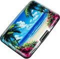 Credit Card Holder for Women Men RFID Blocking Wallet Small Business Metal Slim Mini Aluminum Hard Case (Tropical Beach Palm Trees) by Kaabao