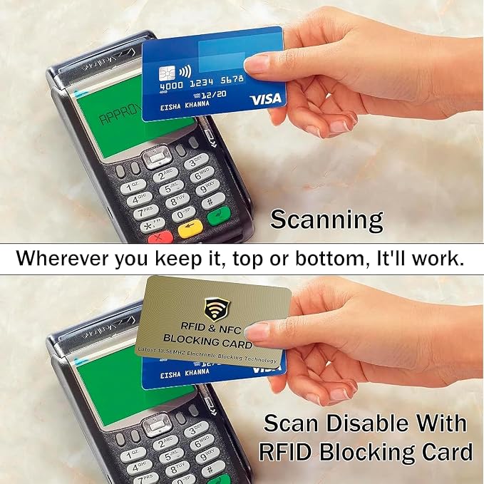 SaiTech IT RFID Blocking Card for Credit Debit ID Card, Golden | Slim Anti-Theft Contactless NFC RFID Blocker Protector, Easily Fit into Wallet and Purse, for Men & Women - Image 5