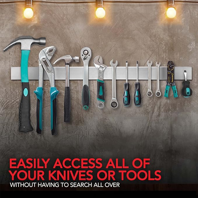 Modern Innovations Magnetic Knife Holder for Wall and Fridge - 24" Knife Magnetic Strip, Magnet Kitchen Knife Holder and Rack, Stainless Steel Magnetic Knife Bar for Kitchen Utensils - Image 6
