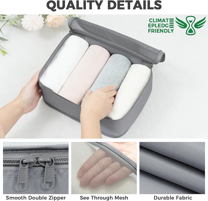 BAGAIL 9 Set Packing Cubes with Packing List Luggage Packing Organizers for Travel Accessories (Pewter Color) - Image 7