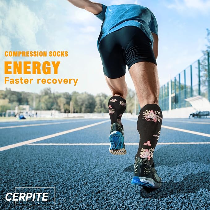 cerpite Compression Socks for Women & Men 6 Pairs Knee High Compression Socks 20-30 mmhg Best for Running,Nurse,Travel - Image 7