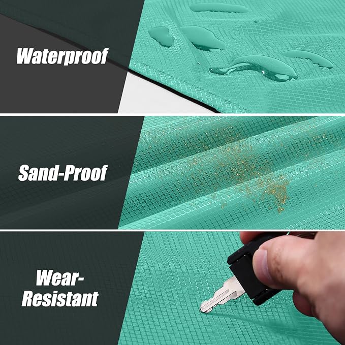 Odoland Sandproof Beach Blanket, Waterproof Portable Mat with Carry Pouch | 43.3“x27.5” Quick Drying & Foldable Lightweight Sand Free Beach Mat Tarp for Hiking, Camping, Travel, Light Green - Image 3