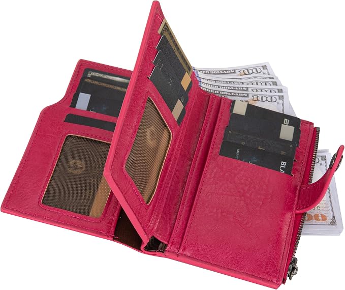 Wrangler Wallet for Women Bifold Card Holder with Zipper and ID Window - Image 3