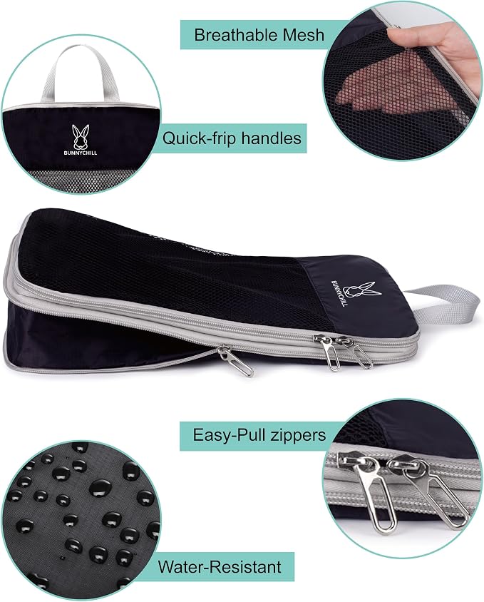 6/8 Set Space Saving Compression Packing Cubes Lightweight Packing Cube | Expandable Space-Saving Compression Cubes 6 Set Lightweight Travel Luggage Packing Cubes Organizer Essentials Smooth Zippers - Image 6