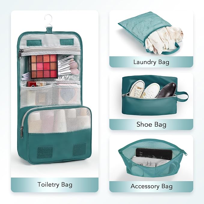 OlarHike 10 Set Compression Packing Cubes for Travel Essentials,Compressible Expandable Space Saver Bags for Organizing Clothes,Luggage Garment Bags with Over 1000 pcs Mesh Holes(Dark Blue Green) - Image 5