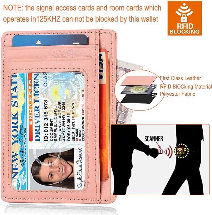 GH GOLD HORSE Slim RFID Blocking Card Holder Minimalist Leather Front Pocket Wallet for Women | Slim - Image 5