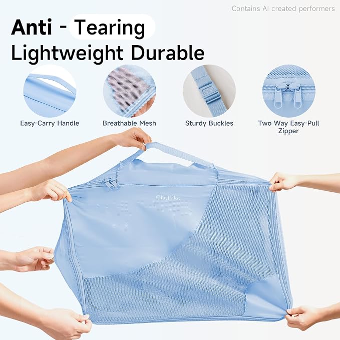 9 Set Packing Cubes for Travel, Gifts for Women Mom,Anti-Tearing Suitcase Organizer,OlarHike Vacation Essentials & Accessories for Cruise Ship - Image 4