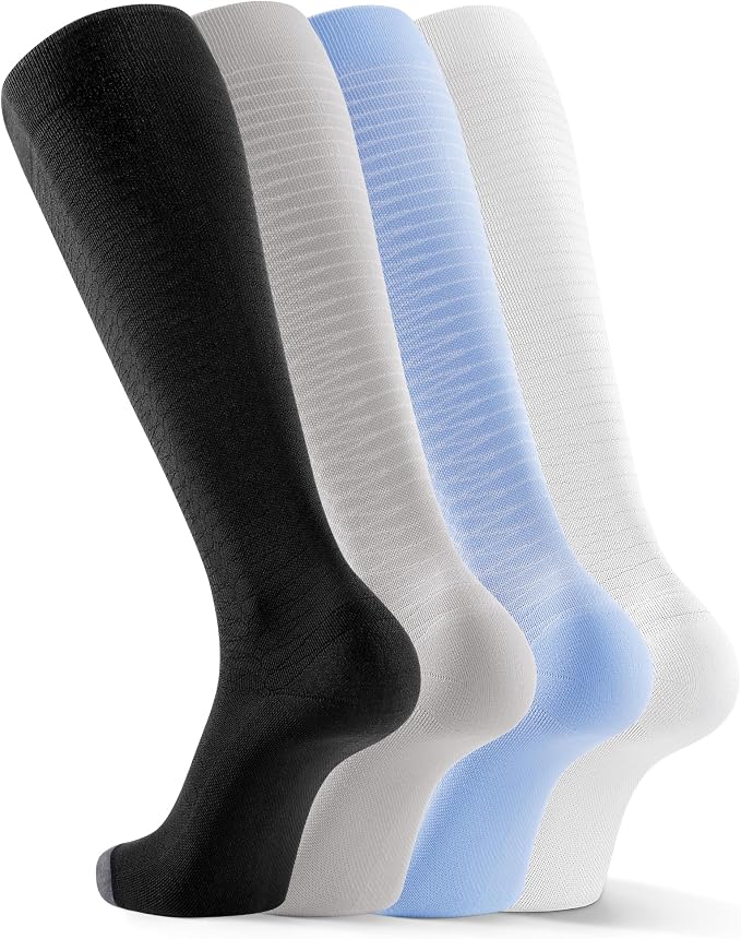 FITRELL 4 Pairs Compression Socks for Women & Men, 15-20mmHg Circulation Support for Athletic Travel Daily Wear by FITRELL