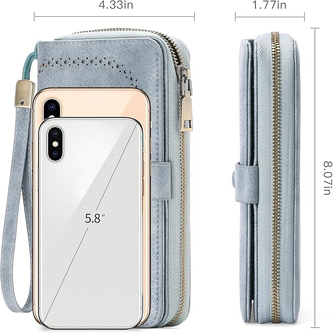 GAEKEAO Leather Credit Card Holder Wallet for Women RFID Blocking Large Capacity Bifold Zipper Card Case Organizer with Wristlet 45 Slots - Image 3