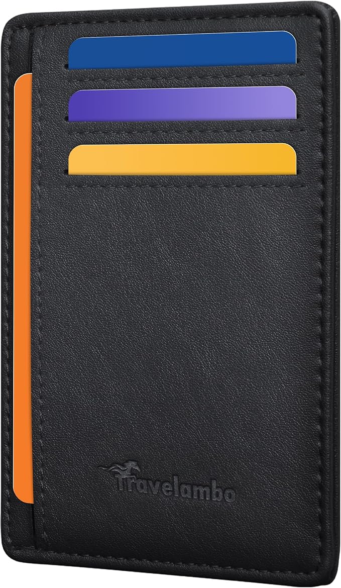 Travelambo Slim Minimalist Wallet for Men, RFID Blocking Credit Card Holder, Front Pocket ID Card Case, Gifts for Men, Husband, Boyfriend, Teenage by Travelambo