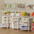 Kitchen Cart with Storage, 3-Tier Pantry Organizer and Storage Cart with Drawer, Fruit Vegetable Storage Cart with Wheels, Wooden Top Metal Wire Kitchen Organizer Rack Stand for Snack Onion Potato by FollowWithYociyogaTogether