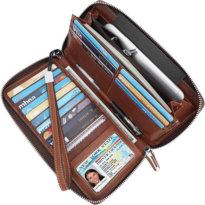 Small Compact Women Wallet RFID Blocking Genuine Leather Bifold Purse with ID Windows - Image 2