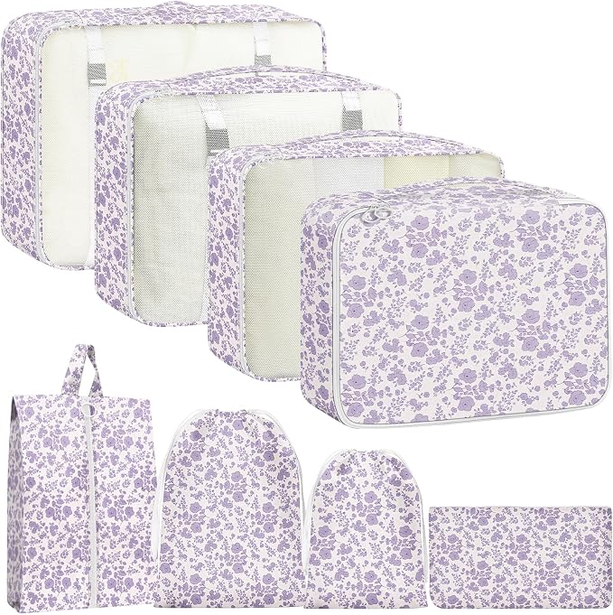 Packing Cubes for Travel - 8 Set Luggage Organizer Bags for Family, Mesh Breathable Packing Cubes for Suitcases Durable Travel Essentials Bags Set by YEEYAA
