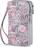 RFID Blocking Cellphone Wallet for Women with Wrist Strap, Double Zipper Travel Clutch Purse Large Capacity, Fissidens Flower by HAWEE