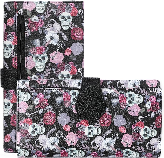 GOIACII Women's Wallet RFID Blocking Large Capacity Card Holder Ladies Phone Clutch Travel Long Purse Skull Goth by GOIACII