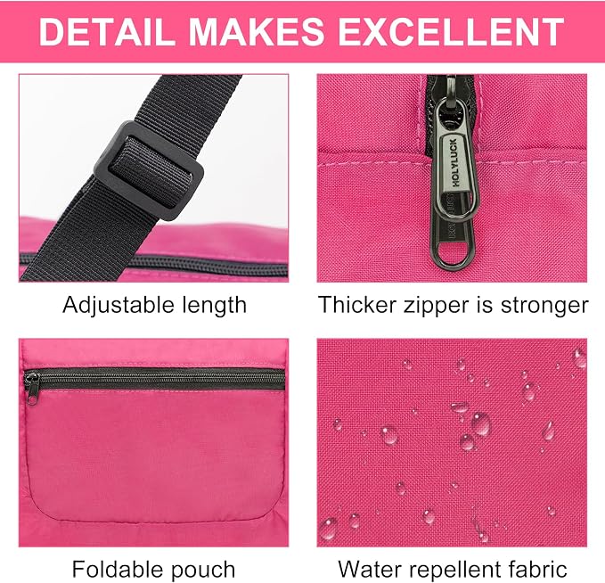 HOLYLUCK Foldable Travel Duffel Bag For Women & Men Luggage Great for Gym - pink - Image 4