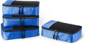 Amazon Essentials 4-Piece Packing Cubes Travel Accessories Set, Space-Saving Luggage Organizers with Double Zipper, Mesh Top, Small/Medium/Large/Slim, Blue (Previously Amazon Basics) by AmazonEssentials