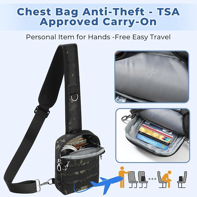 Anti Theft Sling Bag Tactical Small Shoulder Chest Crossbody Bag for Men Women with Zipper Lock RFID Blocking（camouflage） - Image 5