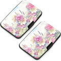 2 Pack Credit Card Holder for Women RFID Blocking Wallet, Pink Flower | Card Wallets for Women Small Mini Business Metal Accordion Aluminum Alloy Hard Case for Men by SLIMELEGANCEPERSONIFIED