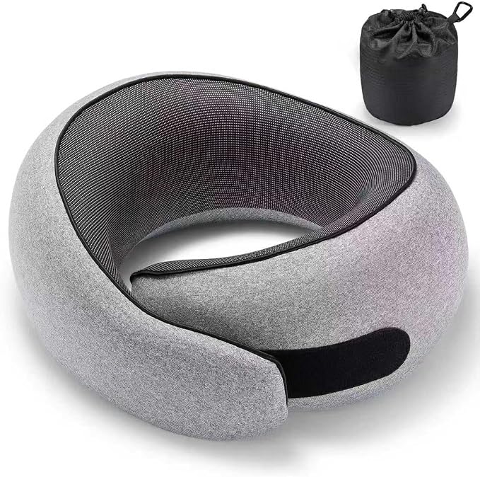 SZXYX Travel Pillows - 100% Pure Memory Foam Neck Pillow for Airplanes, Comfortable Breathable Cover, 360° Support Stowable Pillows for Sleeping, Car, Airport Travel Essentials Dark Grey by SZXYX
