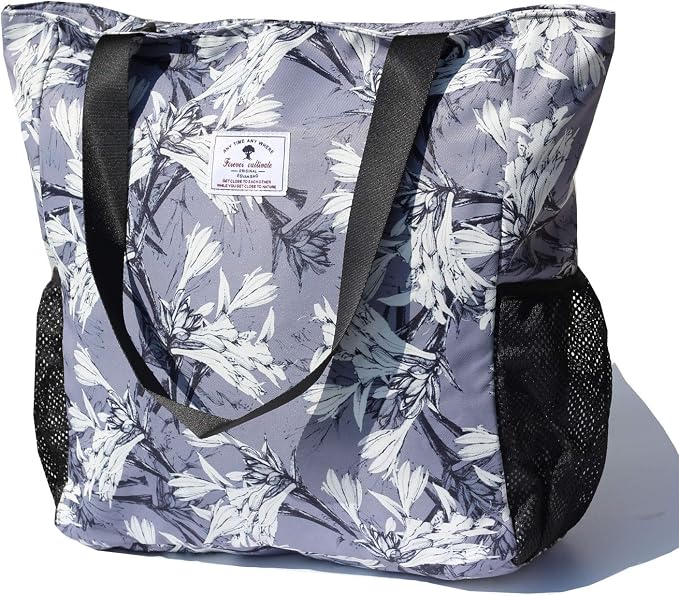 ESVAN Original Floral Water Resistant Large Tote Bag Shoulder Bag for Gym Beach Travel Daily Bags Upgraded by ESVAN