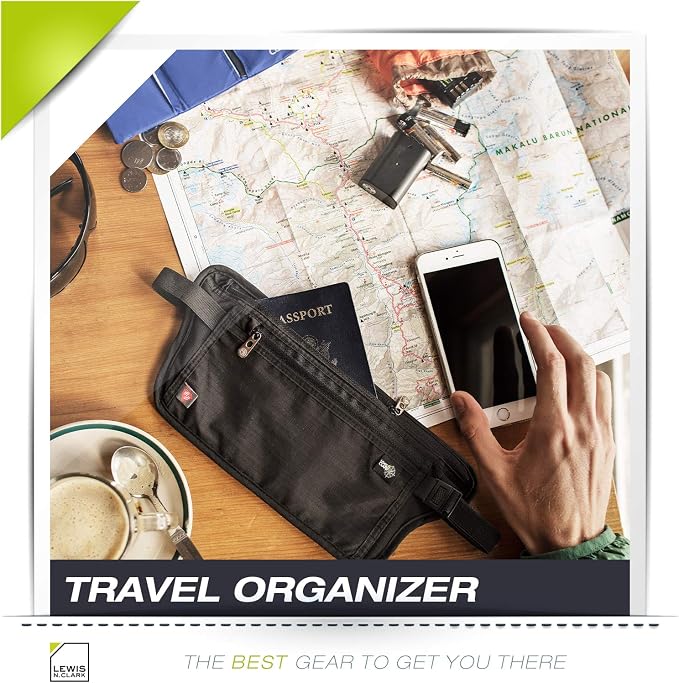 Lewis N. Clark Travel Money Belt Pouch, Slim RFID Blocking Anti Theft Waist Stash Pouches for Cash, Cards and Passport Holder - Image 4