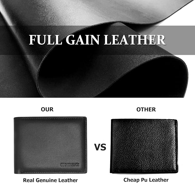 Sigtrenx Leather Wallets for Men, Genuine Leather Mens Wallets Bifold Rfid Blocking with 2 ID Windows - Image 2