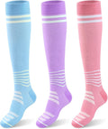 Compression Socks for Women - 15-20mmHg Plus Size Knee High Graduated Support (3 Pairs) - Breathable Striped Socks for Running, Athletics, Travel & Pregnancy by Unknown